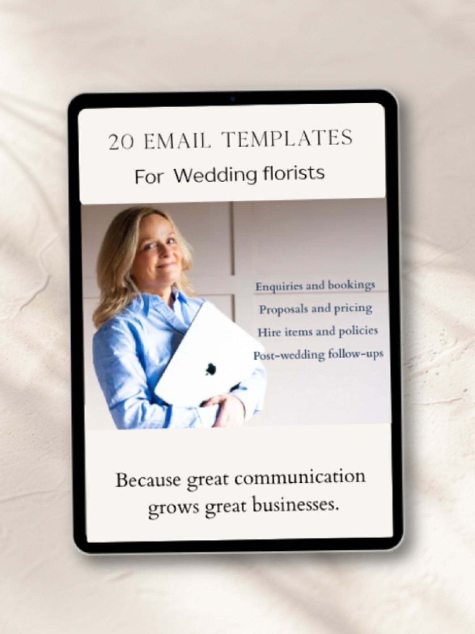 My email templates are ready!  Designed to help you handle the situations you’ll genuinely face, like explaining budget restrictions and price increases, enabling you to communicate clearly and professionally through every stage of your client journey — 

Here’s what’s included :

01 — INQUIRY & BOOKING 
• General Enquiry Response
• Follow-Up for Unanswered Enquiries
• Out of Budget or Not a Style Match
• Reservation Fee Received – Looking Forward to Working With You
• Custom Proposal Request (with or without Reservation Fee)

02 — SALES & HIRE ITEMS
• Explaining Reservation Fee and Proposal Process
• Hired Items – Deposit or Breakage Policy
• Hired Items – Reservation Fee Held Until Safe Return
• Price Increases or Availability Changes
• Explaining Sole Supplier Policy

03 — PLANNING & DESIGN 
• Booking Confirmation & Payment Details
• Courtesy Check-In or Progress Update
• Confirming Final Details
• Additional Call or Meeting Required
• Discussing Style or Adjustments

04 — AFTER THE WEDDING
• Thank You & Wrap-Up
• Request for Photos and Feedback
• Image Sharing Request
• Testimonial or Review Request

• Auto-Response or Out-of-Office

Perfect for wedding florists who want to spend less time on the computer and more time creating!

Available on my website :)