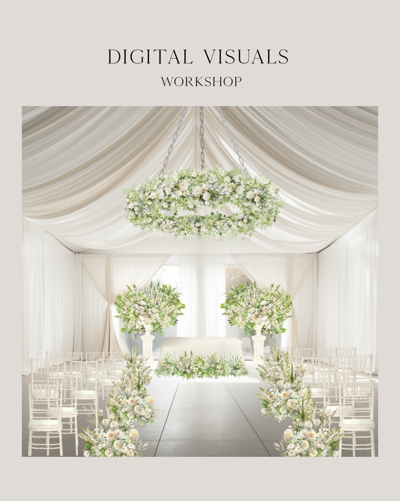 Digital Visuals Workshop 
24th February 2026  
My new workshop for anyone who wants to elevate their design presentations using digital visuals — without things feeling complicated or overwhelming.
If you’ve ever wanted a clearer, more beautiful way to present your ideas to clients, this day is for you.

What I’ll guide you through:
 • How to drag, drop and assemble digital visuals using ready-made flowers, foliage and styling elements
 • Making Canva feel simple and intuitive, plus an introduction to Procreate if you’d like to take things further
 • Customising mock-ups so they genuinely reflect your style and projects
 • Creating mood boards, proposals and design visuals that help sell your ideas with confidence

Also included a creative starter pack - worth £50
 You’ll receive a pack of beautiful pre-made digital assets including props, flowers and designs to use during the workshop and continue using afterwards.

This workshop is ideal for florists and planners who want to communicate their ideas more clearly and creatively, and present concepts in a way that captures a clients imagination.

📩 Limited places available